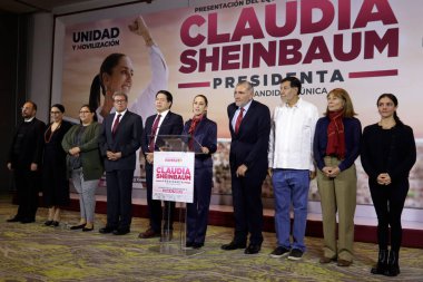 27 Kasım 2023, Mexico City, Meksika: Ulusal Yenilenme Hareketi partileri, İşçi Partisi ve Yeşiller Partisi 'nin başkanlığı için tek aday