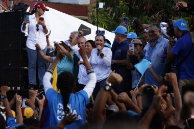 29 Ekim 2023, Maracaibo, Venezuela: Muhalefet seçimlerini kazanan en önde gelen aday, Mara Corina Machado bu 29 Ağustos 'ta Barselona' daki Anzotegui adlı üç doğu eyaletine muhteşem bir gezi gerçekleştirdi.