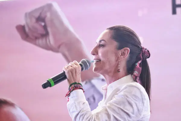 stock image November 26, 2023 in Mexico City, Mexico: Claudia Sheinbaum Pardo, Pre-candidate for the presidency of Mexico attends the political rally of Clara Brugada, pre-candidate for the head of government of Mexico City for the National Regeneration Movement