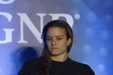 28 Kasım 2023, Mexico City, Meksika: Yunan Maria Sakkari, Hayat Regency Hotel 'de düzenlenen Tennisfest GSMH 2023 öncesi basın toplantısında basın mensuplarına konuştu.