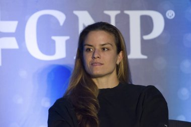 28 Kasım 2023, Mexico City, Meksika: Yunan Maria Sakkari, Hayat Regency Hotel 'de düzenlenen Tennisfest GSMH 2023 öncesi basın toplantısında basın mensuplarına konuştu.