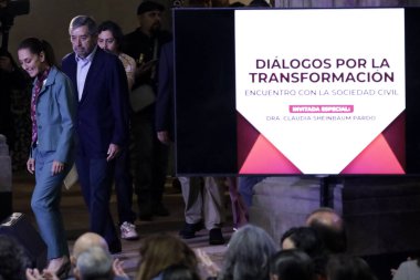 3 Aralık 2023, Mexico City, Meksika: Ulusal Yenilenme Hareketi partileri, İşçi Partisi ve Yeşil Parti 'nin tek adayı Claudia Sheinbaum 