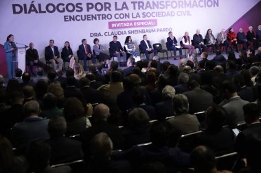 3 Aralık 2023, Mexico City, Meksika: Ulusal Yenilenme Hareketi partileri, İşçi Partisi ve Yeşil Parti 'nin tek adayı Claudia Sheinbaum 