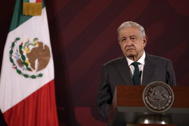 4 Aralık 2023, Mexico City, Meksika Başkanı Andres Manuel Lopez Obrador Mexico City 'deki Ulusal Saray' da düzenlenen basın toplantısında