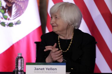 6 Aralık 2023, Mexico City, Meksika: ABD Hazine Bakanı Janet Yellen, 200 yıllık Diplomatik İlişkiler Meksika Anma Parası 'nın sunumu sırasında