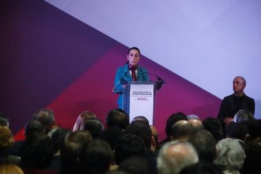 3 Aralık 2023, Mexico City, Meksika: Claudia Sheinbaum Pardo, Meksika başkanlığı için tek aday olarak Let 's Keep History ittifakı, partilerden oluşur (Morena, Yeşil Parti ve İşçi Partisi)