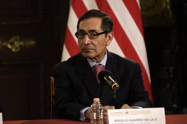 December 7, 2023, Mexico City, Mexico: Secretary of Finance and Public Credit, Rogelio Ramirez de la O at a press conference at the National Palace in Mexico City clipart