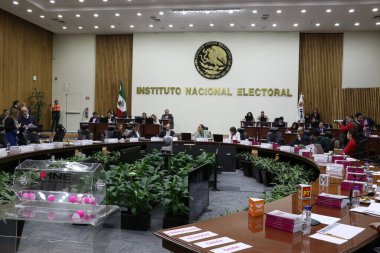 December 7, 2023, Mexico City, Mexico: The Electoral Councilors of the National Electoral Institute (INE), participate during the Extraordinary Session of the General Council  clipart