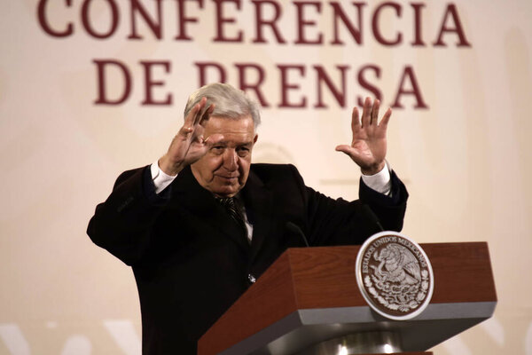 December 8, 2023, Mexico City, Mexico: The president of Mexico, Andres Manuel Lopez Obrador at the press conference at the National Palace in Mexico City