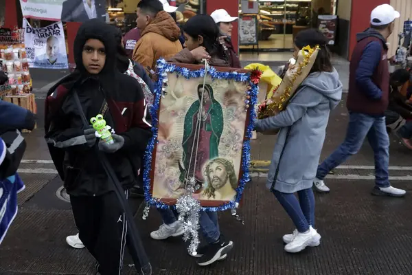 Décembre 2023 Mexico Mexique Des Millions Paroissiens Visitent Basilique Guadalupe — Photo