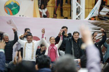10 Aralık 2023, Tlaxcala, Meksika: Claudia Sheinbaum, Meksika 'da Huamantla Plaza de Toros' ta yapılacak Meksika seçimlerinde Morena Partisi 'nin ilk başkan adayı.