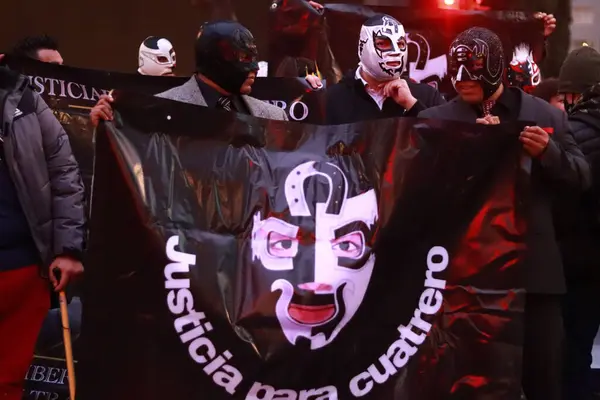 Décembre 2023 Mexico Mexique Des Membres Syndicat Lutte Protestent Pour — Photo
