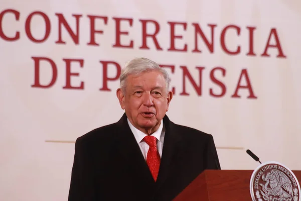 멕시코 멕시코시티에서 2023년 12월 13일 멕시코 대통령 안드레스 마누엘 로페즈 — 스톡 사진