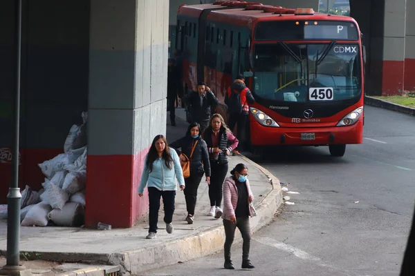 December 2023 Mexico City Mexico People Travel Provisional Metrobus Free — Stock Photo, Image