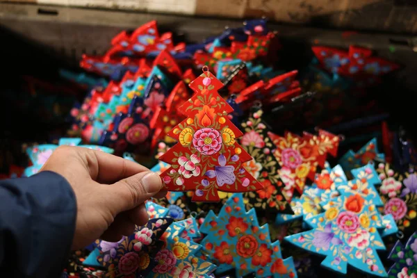 Dezembro 2023 Srinagar Caxemira Índia Ornamentos Natal Estão Prontos Interior — Fotografia de Stock