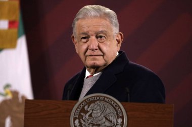 19 Aralık 2023, Mexico City, Meksika Başkanı Andres Manuel Lopez Obrador Mexico City 'deki Ulusal Saray' da düzenlenen basın toplantısında