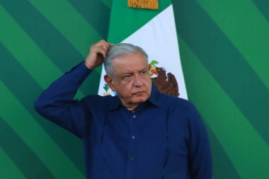 December 20, 2023, Acapulco, Mexico: The president of Mexico, Andres Manuel Lopez Obrador gesticulates while speaks during  the briefing conference clipart