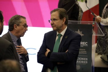 12 Ocak 2024, Mexico City, Meksika: Meksika 'nın ABD Büyükelçisi, Esteban Moctezuma Barragan Meksika' daki Dışişleri Bakanı Büyükelçi ve Konsüllerle yaptığı toplantıda. 12 Ocak 2024 'te Mexico City, Meksika 