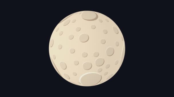 Безшовні Циклічні Кадри Місяця 360 Градусів Обертання Місяця Ізольованому Чорному — стокове відео