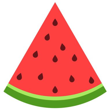 Beyaz arka planda izole edilmiş taze üçgen kesilmiş karpuz grafiği. Düz Tasarım