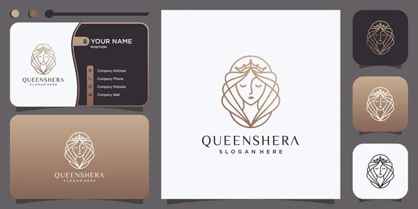 Satır Biçimi Premium Vektör Olan Kadın Için Kraliçe Logosu Tasarımı Telifsiz Stok Illüstrasyonlar