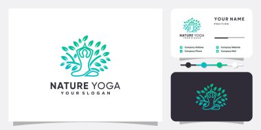 Modern soyut konsepte sahip doğa yoga logosu Premium Vector