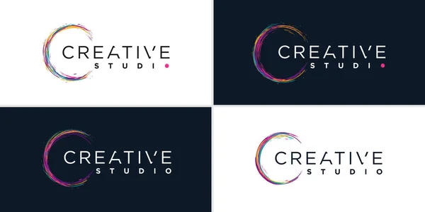 Kreatives Logo Mit Farbpinselkonzept Premium Vector — Stockvektor