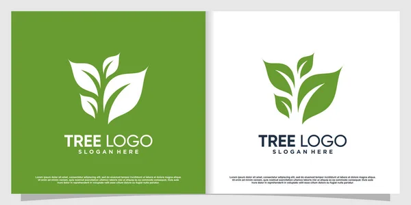 Logotipo Árvore Com Conceito Folha Criativa Premium Vector — Vetor de Stock