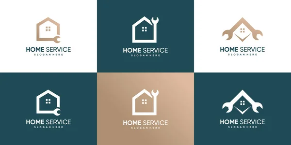 Coleção Logotipo Serviço Casa Com Elemento Único Criativo Premium Vector —  Vetores de Stock