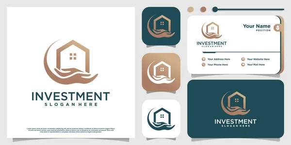 Инвестиционный Логотип Домашним Ручным Элементами Premium Vector — стоковый вектор