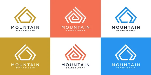 Modern Basit Minimalist Kavram Olan Dağ Logosu Koleksiyonu Premium Vektör — Stok Vektör
