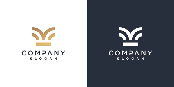 Logotyp Mall För Företag Med Gyllene Minimalistiskt Koncept Premium Vector — Stock vektor