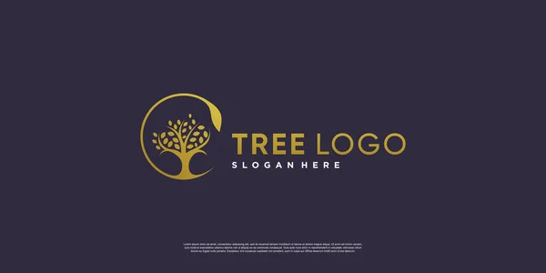 Logotipo Árvore Dourada Com Estilo Elemento Abstrato Criativo Premium Vector — Vetor de Stock
