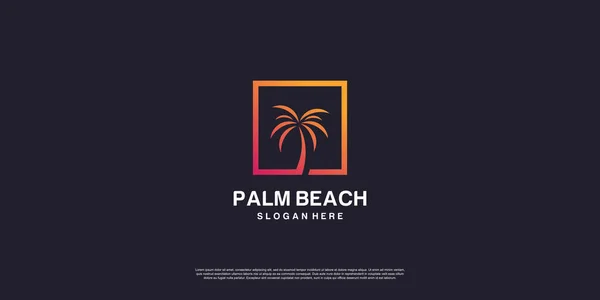Palm Beach Logo Met Creatief Concept Premium Vector Deel — Stockvector