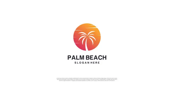 Palm Beach Logo Met Creatief Concept Premium Vector Deel — Stockvector