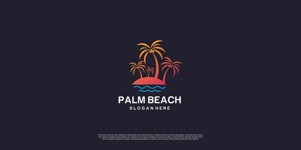 Logotipo Praia Palma Com Conceito Criativo Premium Vector Parte — Vetor de Stock