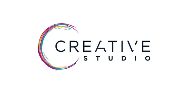 Kreatives Logo Mit Farbpinselkonzept Premium Vector Teil — Stockvektor