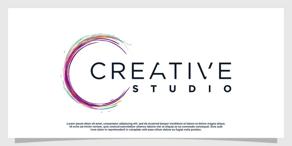 Kreativ Logotyp Med Färg Borste Koncept Premium Vector Del — Stock vektor