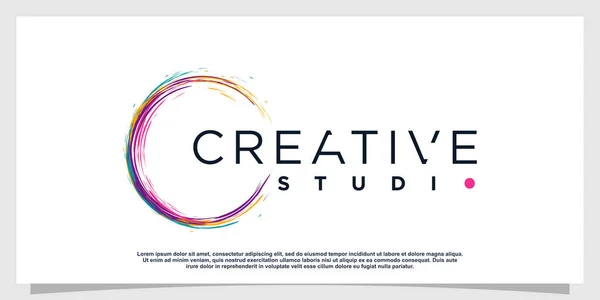 Kreativ Logotyp Med Färg Borste Koncept Premium Vector Del — Stock vektor
