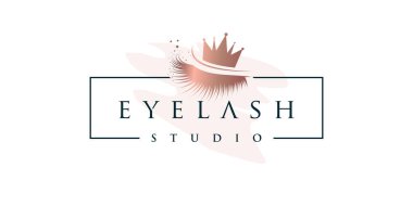 Eyelashes icon logo design with beauty queen element style Premium Vector clipart