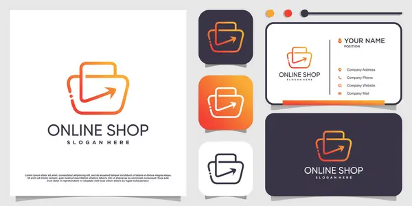 Online Shop Logo Med Kreativt Koncept Premium Vector — Stock vektor