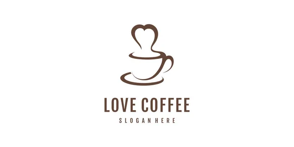 Projekt Logo Kawy Koncepcją Miłości Premium Vector — Wektor stockowy