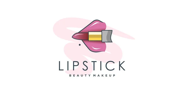 Lippenstift Logo Design Für Schönheit Und Mode Premium Vector — Stockvektor