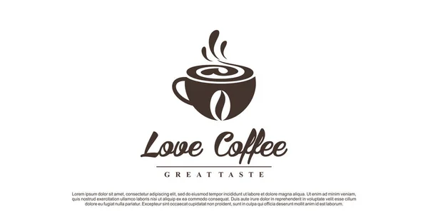 Projekt Logo Kawy Koncepcją Elementu Miłosnego Premium Vector — Wektor stockowy