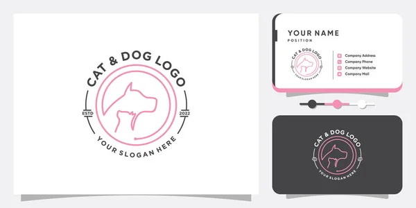 Design Logotipo Ícone Gato Cachorro Com Estilo Único Criativo Premium — Vetor de Stock