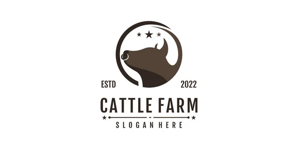 Yaratıcı Konsept Premium Vektör Ile Sığır Çiftliği Logosu Tasarımı Stok Illüstrasyon