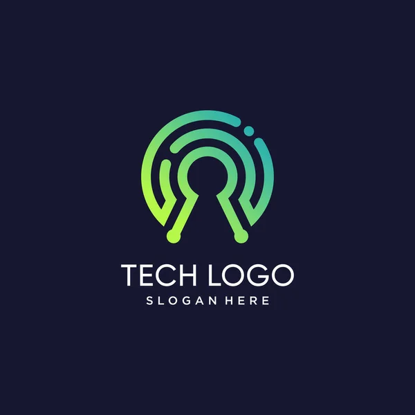 Conception Logo Technologique Avec Concept Créatif Moderne — Image vectorielle