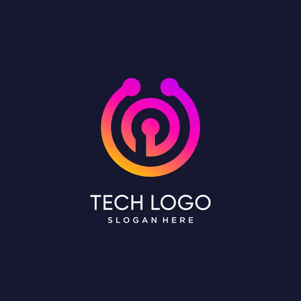 Modern Yaratıcı Konsepte Sahip Teknoloji Logosu Tasarımı — Stok Vektör