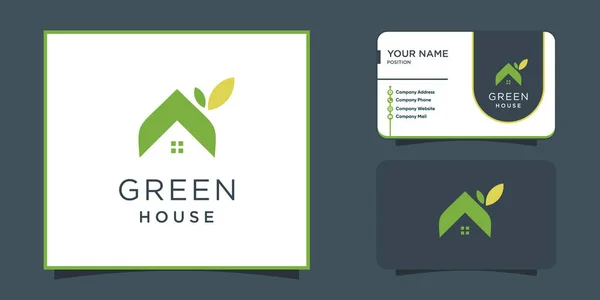 Green House Logo Design Template Modern Style Idea — Stock Vector