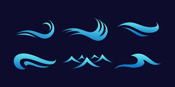 Коллекция Логотипов Wave Уникальным Творческим Стилем — стоковый вектор